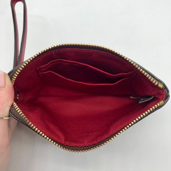 Coach Bold Red & Walnut Corner Signature Canvas Zip Wristlet - Picture 12 of 12